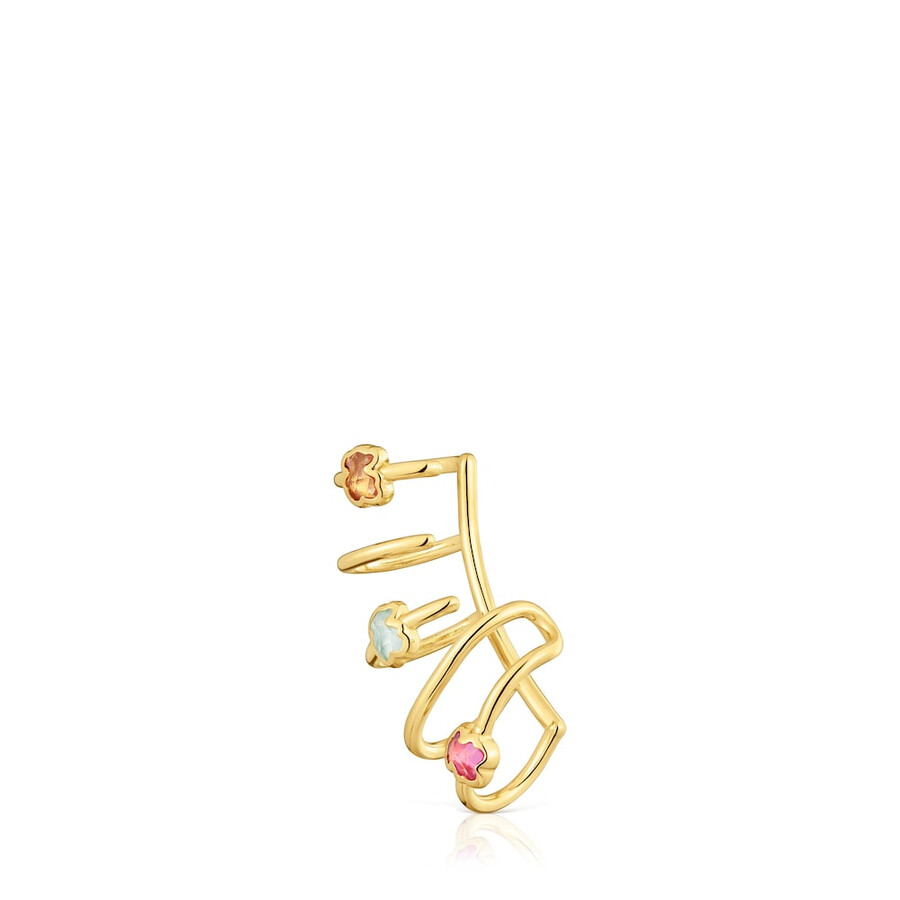earcuff con placcatura in oro 18 carati su argento e pietre preziose coltivate in laboratorio icon color lgg