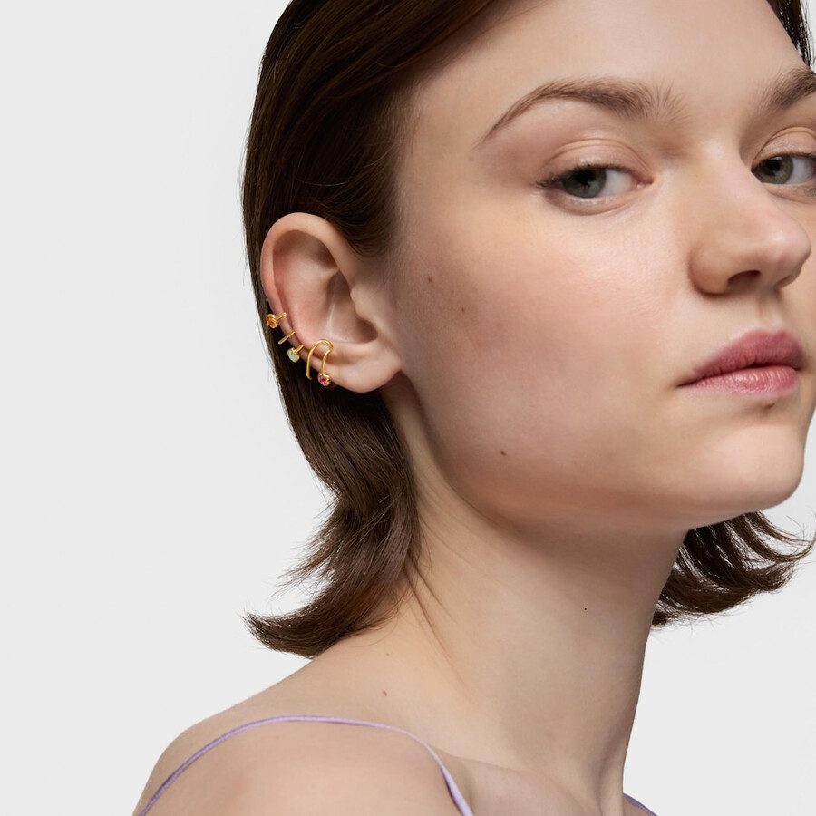 earcuff con placcatura in oro 18 carati su argento e pietre preziose coltivate in laboratorio icon color lgg