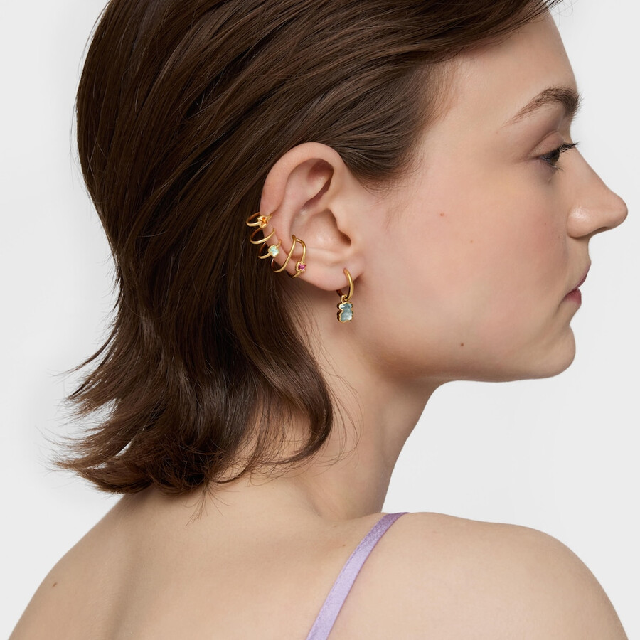 earcuff con placcatura in oro 18 carati su argento e pietre preziose coltivate in laboratorio icon color lgg