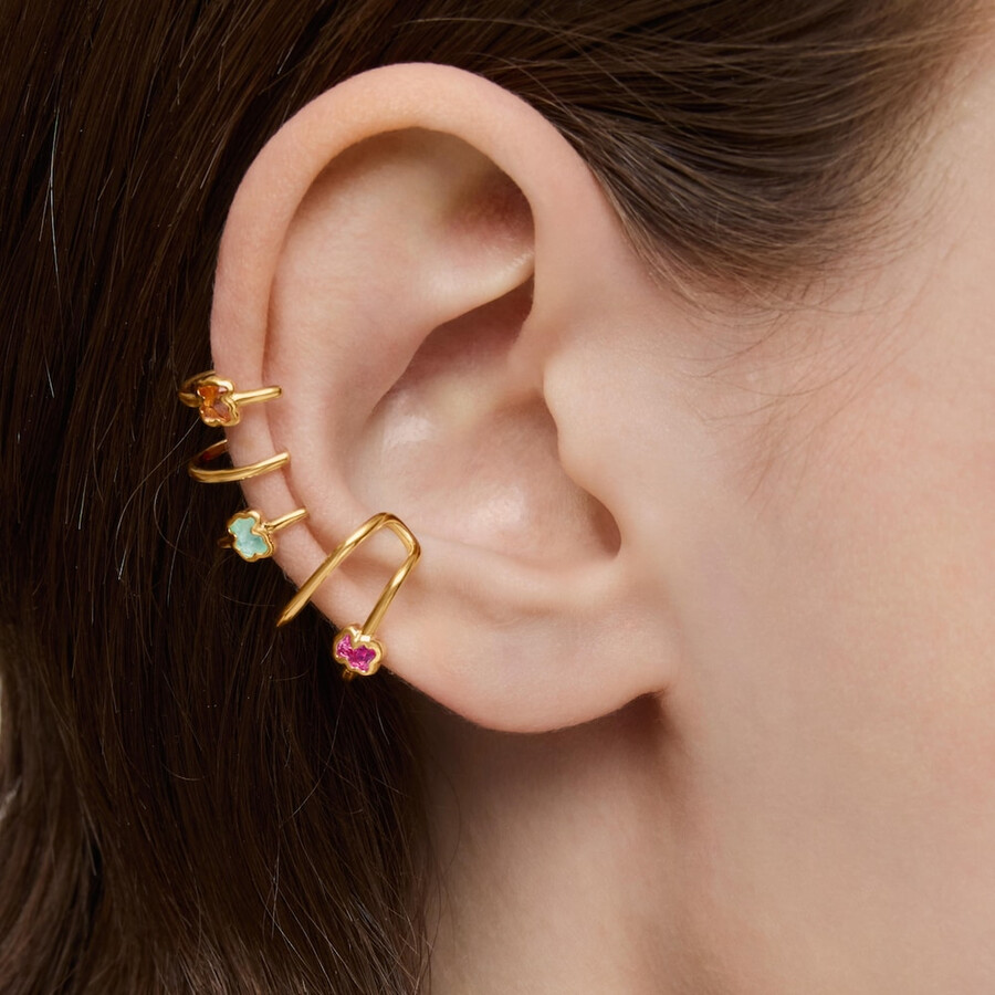 earcuff con placcatura in oro 18 carati su argento e pietre preziose coltivate in laboratorio icon color lgg