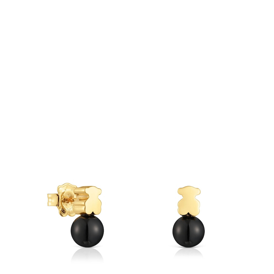 orecchini con placcatura in oro 18kt su argento e onice icon mesh