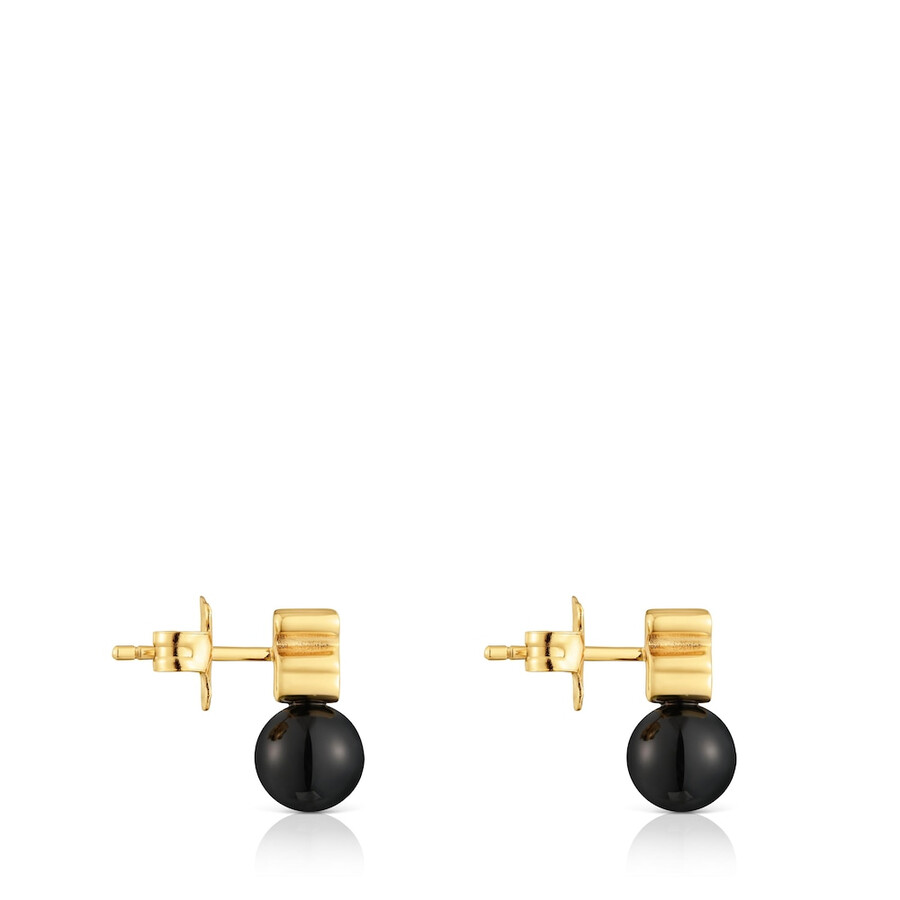 orecchini con placcatura in oro 18kt su argento e onice icon mesh