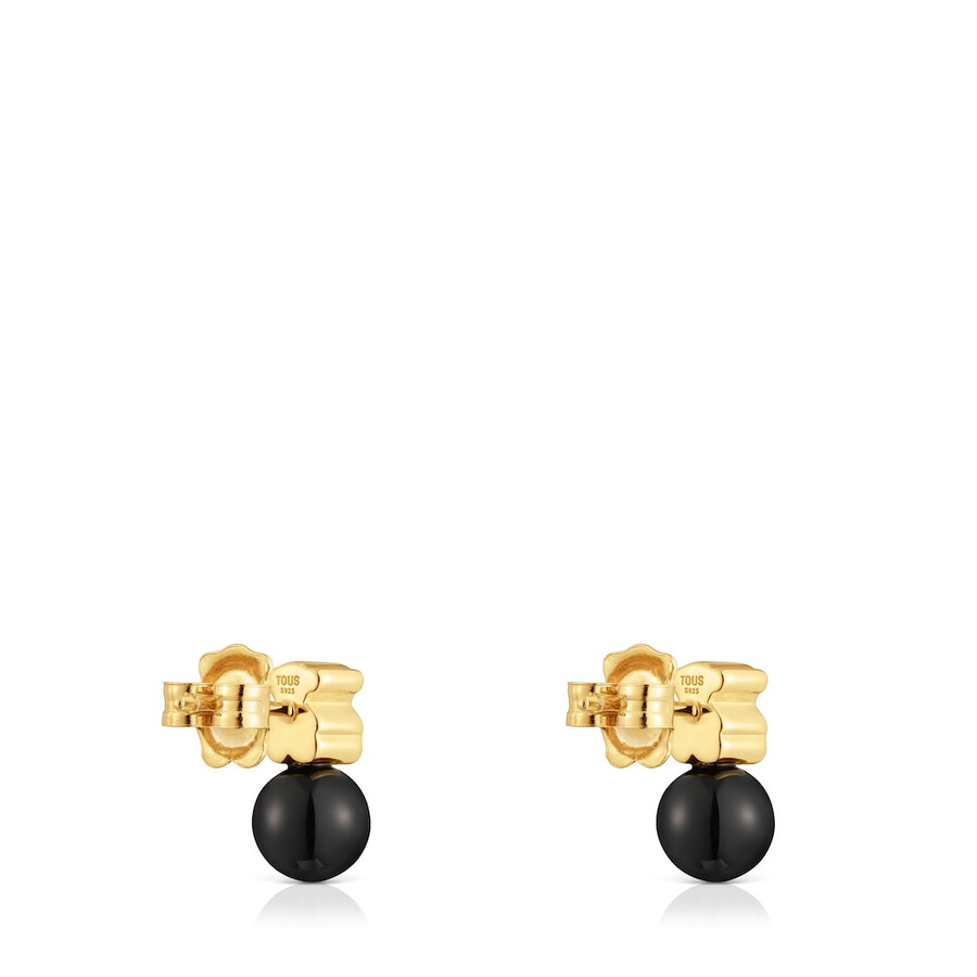 orecchini con placcatura in oro 18kt su argento e onice icon mesh