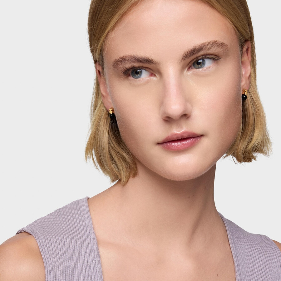 orecchini con placcatura in oro 18kt su argento e onice icon mesh