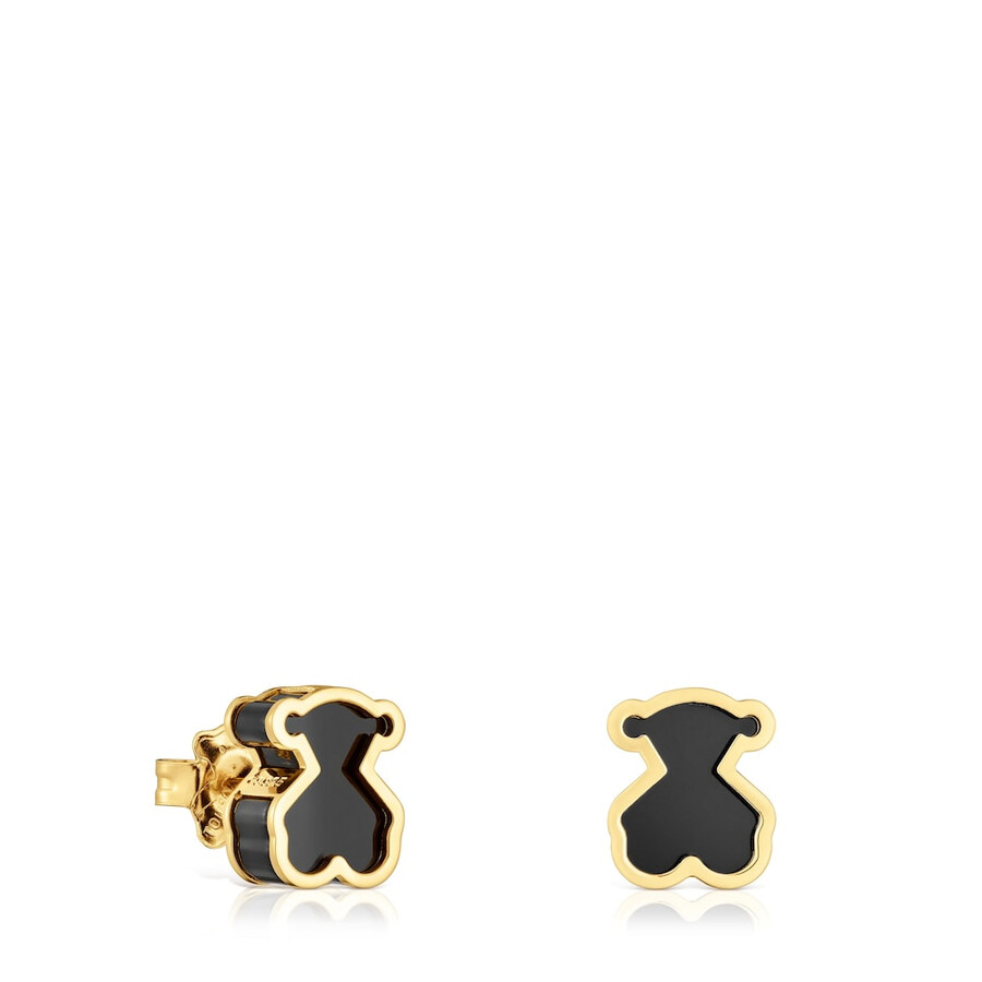 orecchini con placcatura in oro 18kt su argento e vetro acrilico nero galaxy