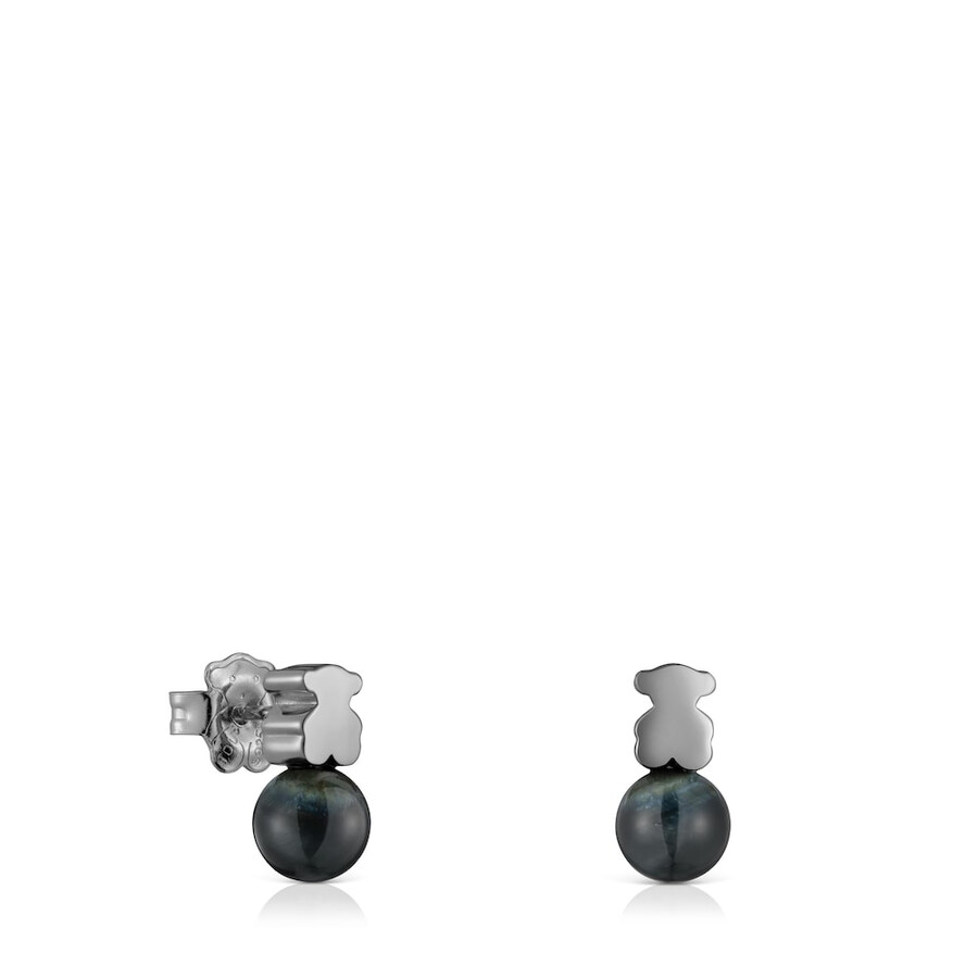 orecchini in argento scuro con occhio di falco icon mesh