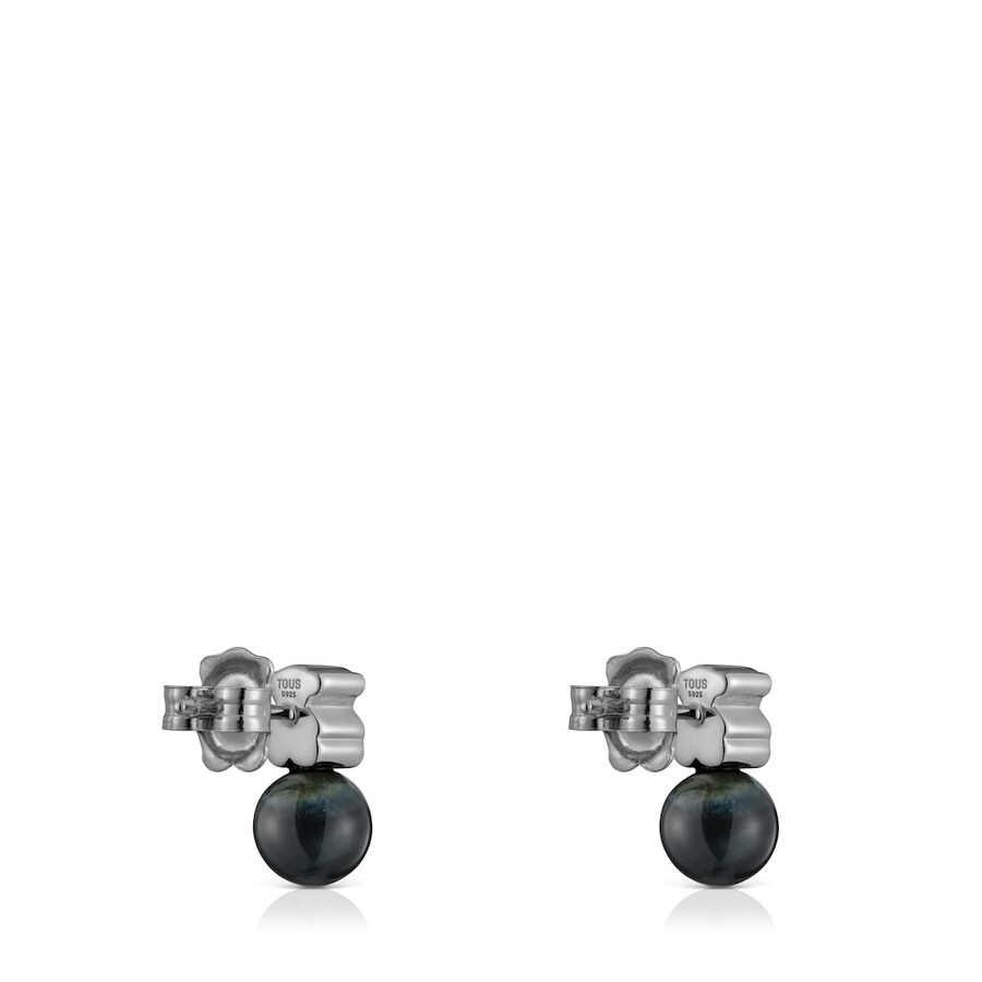 orecchini in argento scuro con occhio di falco icon mesh