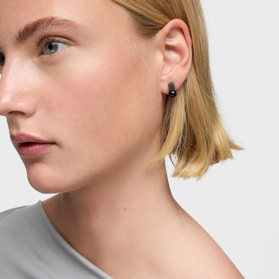 orecchini in argento scuro con occhio di falco icon mesh