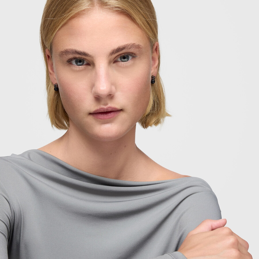 orecchini in argento scuro con occhio di falco icon mesh