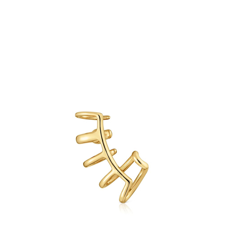 earcuff a 5 cerchi con placcatura in oro 18kt su argento e spinello nero tous line