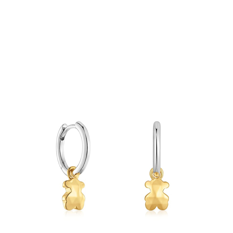 orecchini a cerchio bicolore con motivo a orso icon metal