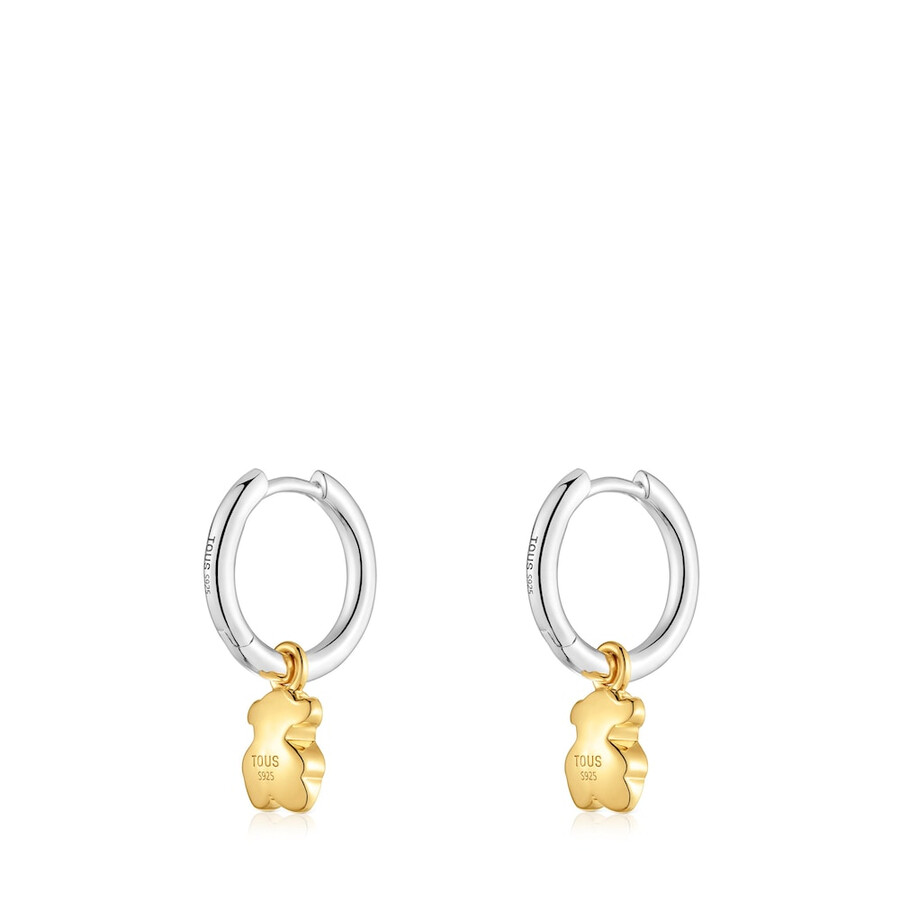 orecchini a cerchio bicolore con motivo a orso icon metal