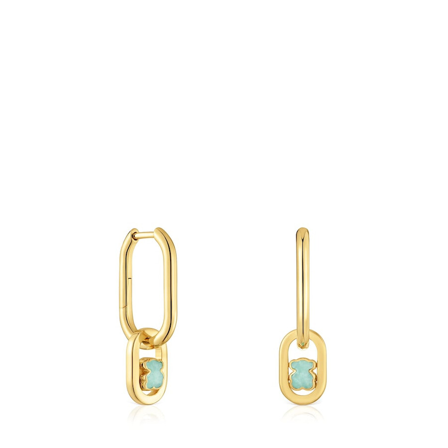 orecchini a cerchio con placcatura in oro 18kt su argento e amazzonite tous camille