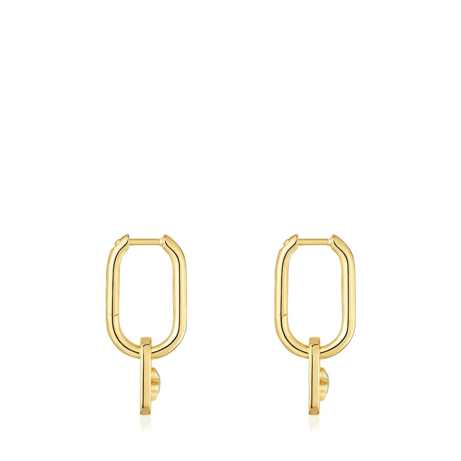 orecchini a cerchio con placcatura in oro 18kt su argento e amazzonite tous camille