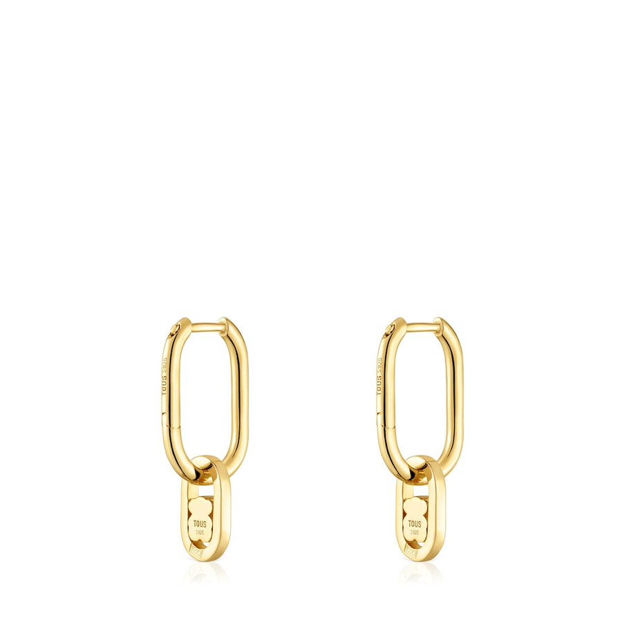 orecchini a cerchio con placcatura in oro 18kt su argento e amazzonite tous camille