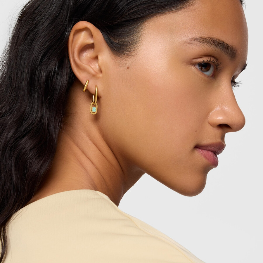 orecchini a cerchio con placcatura in oro 18kt su argento e amazzonite tous camille