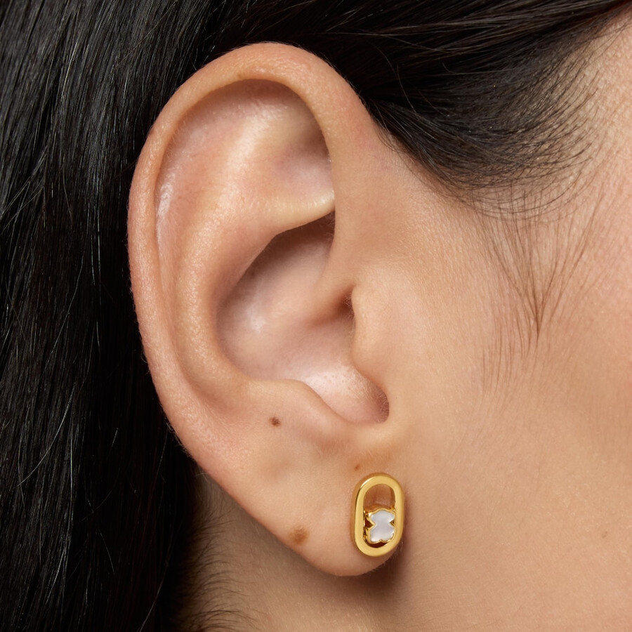 orecchini con placcatura in oro 18kt su argento e madreperla tous camille