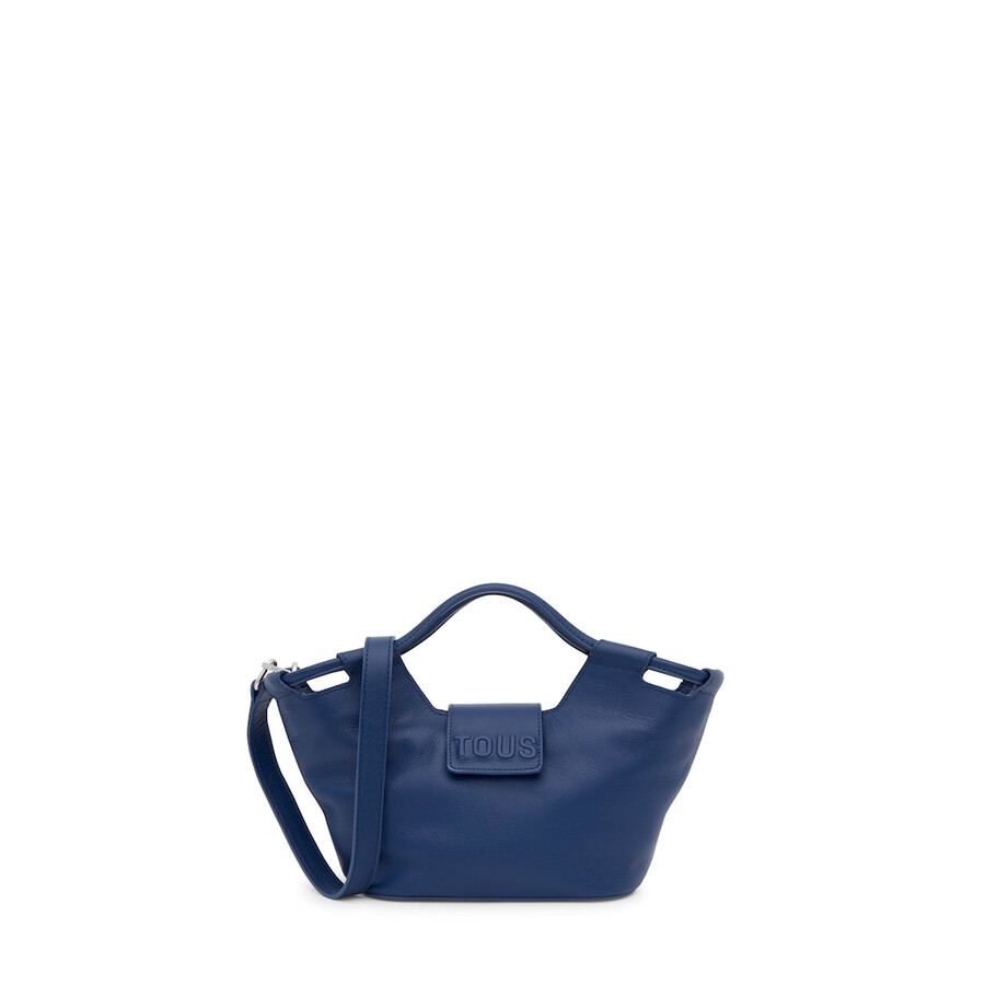 piccola borsa tote in pelle blu navy tous sun