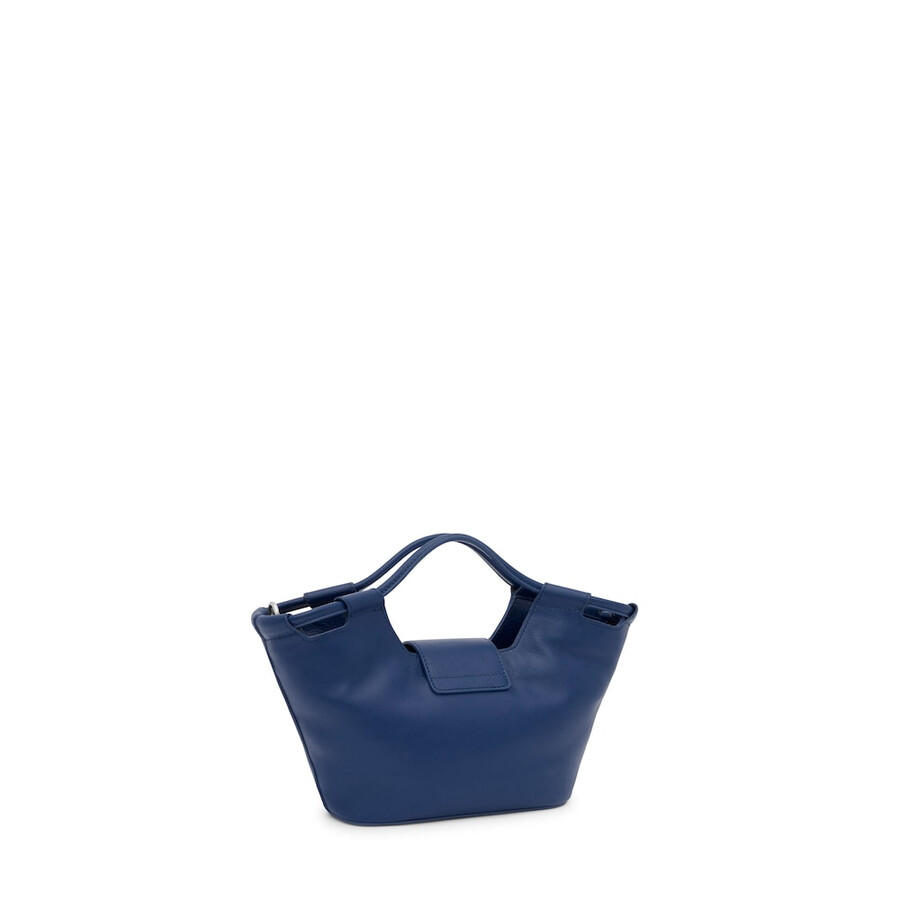 piccola borsa tote in pelle blu navy tous sun
