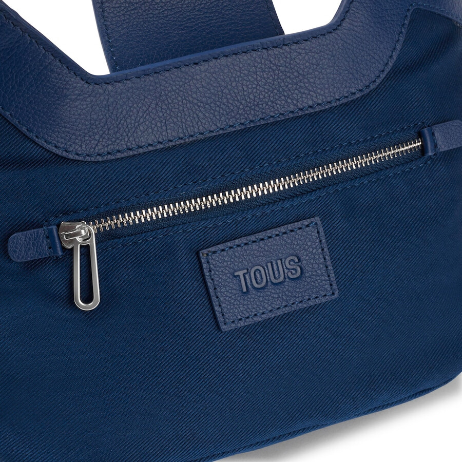 piccola borsa tote in pelle blu navy tous sun