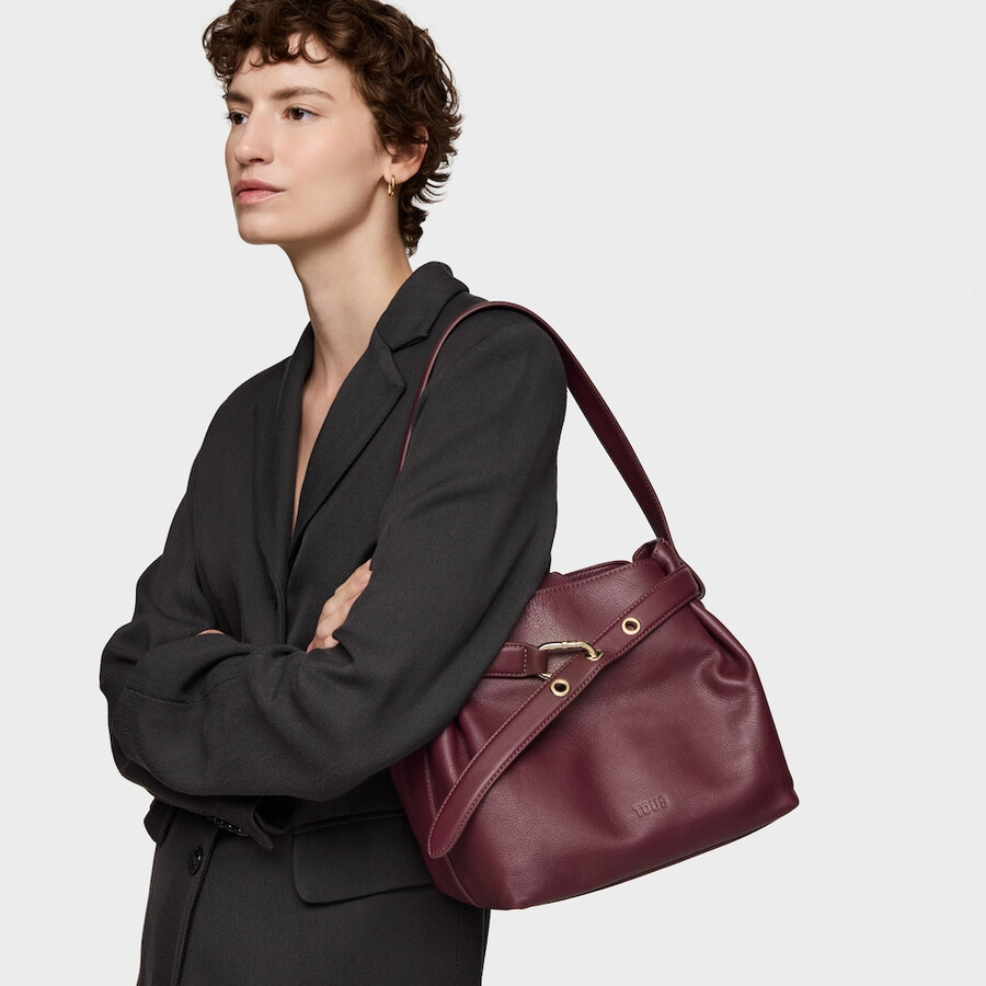 borsa a tracolla media in pelle color bordeaux tous hold