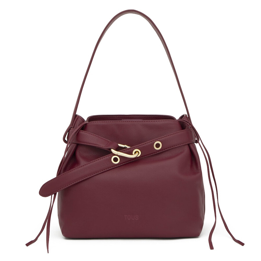 borsa a tracolla media in pelle color bordeaux tous hold