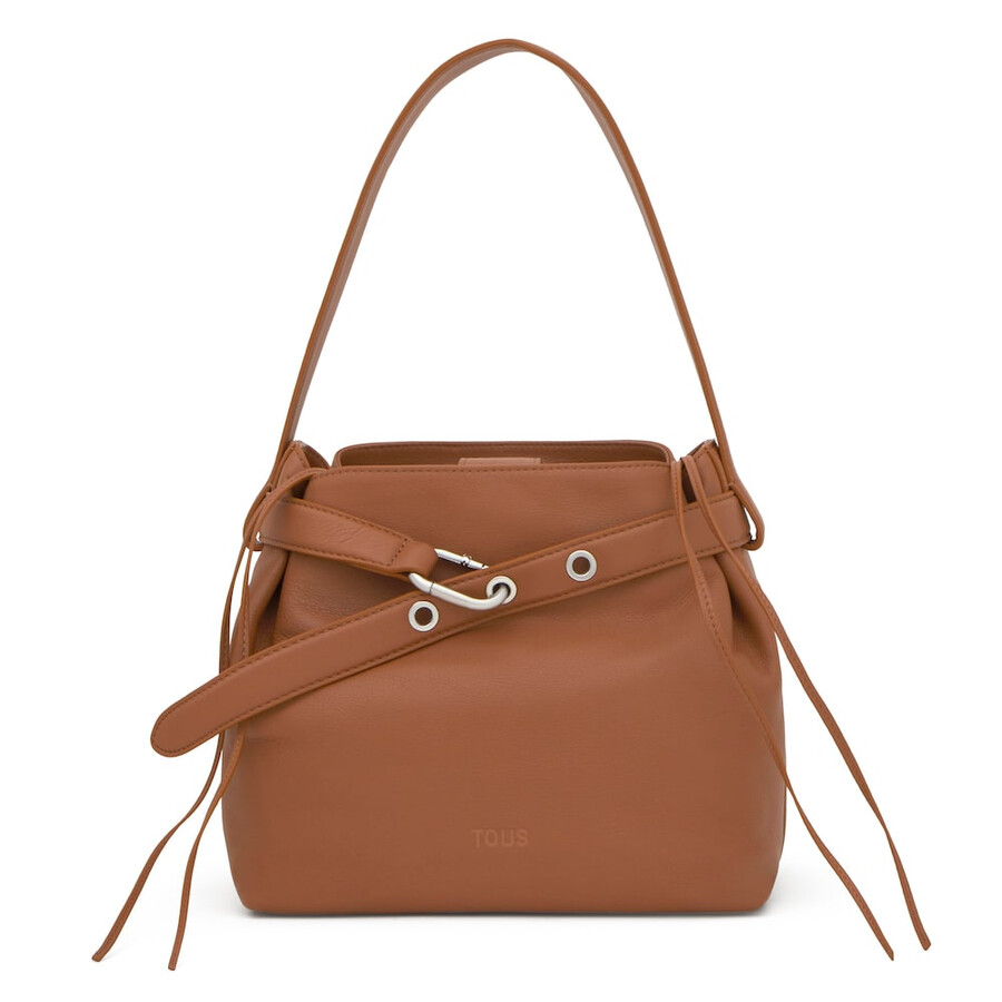 borsa a tracolla media in pelle color cammello tous hold