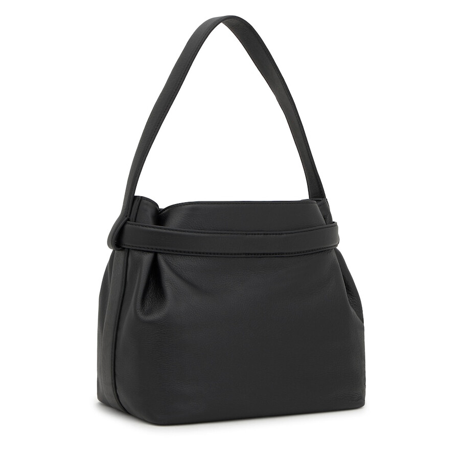 borsa a tracolla media in pelle nera tous hold