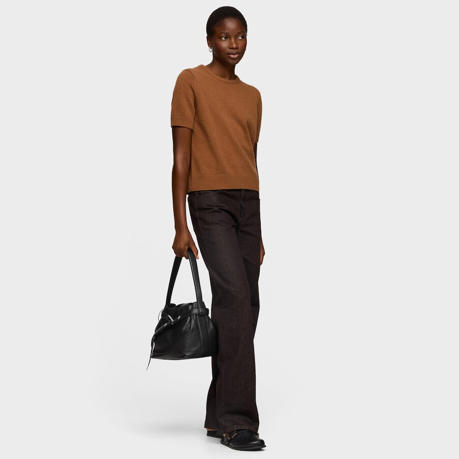 borsa a tracolla media in pelle nera tous hold