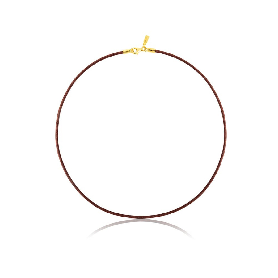 choker in pelle marrone da 2 mm con chiusura placcata in oro 18kt su argento misura 40 cm choker tous