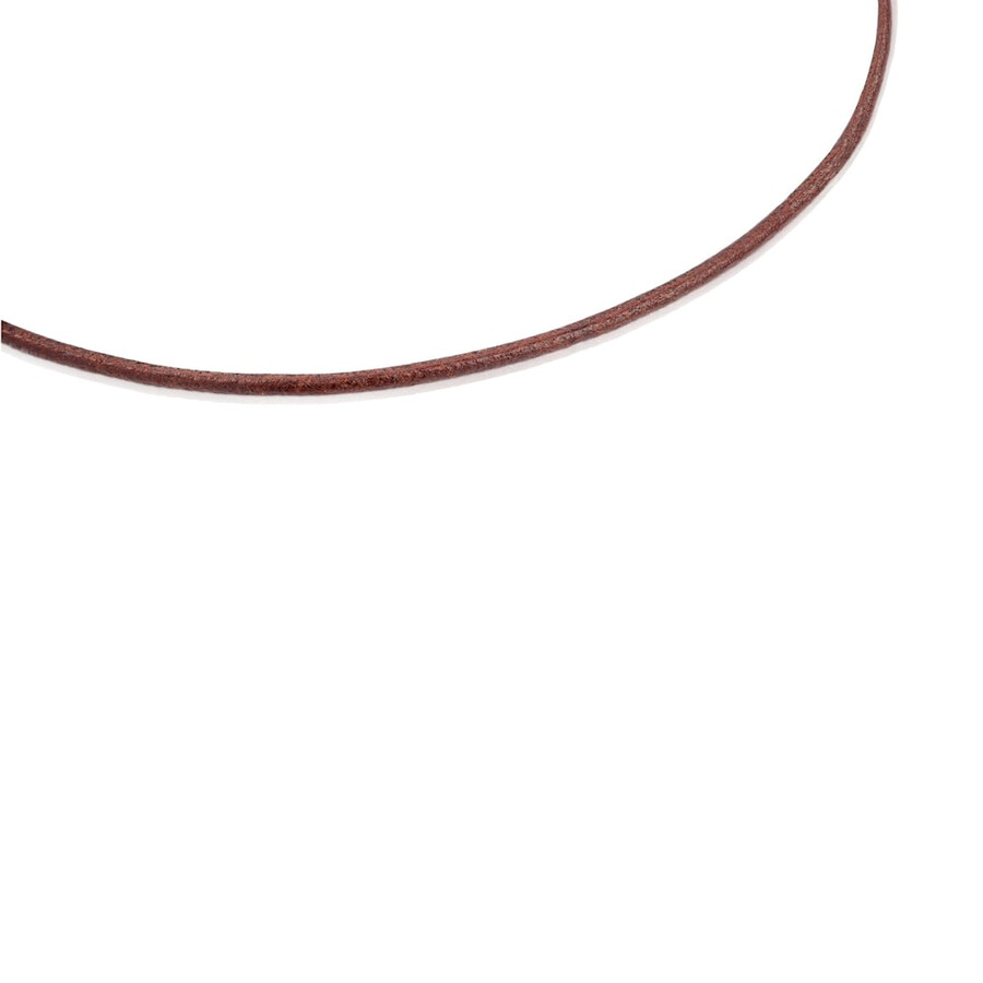 choker in pelle marrone da 2 mm con chiusura placcata in oro 18kt su argento misura 40 cm choker tous