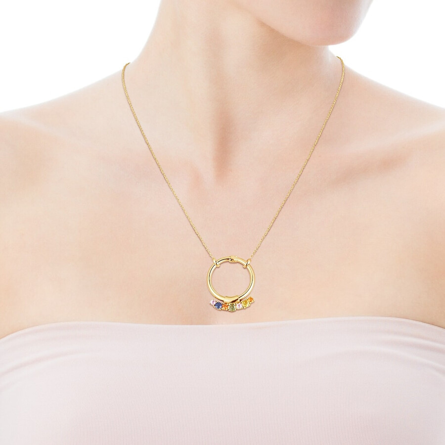 ciondolo in argento vermeil scintillante con zaffiri multicolori