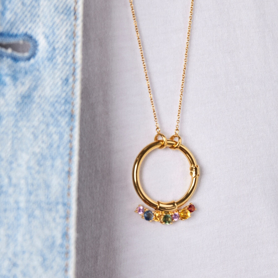 ciondolo in argento vermeil scintillante con zaffiri multicolori