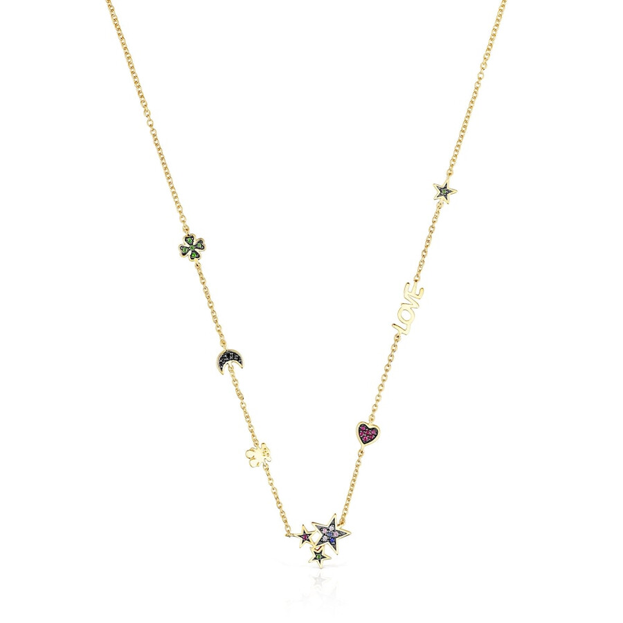 collana con orsetto in argento vermeil e pietre preziose