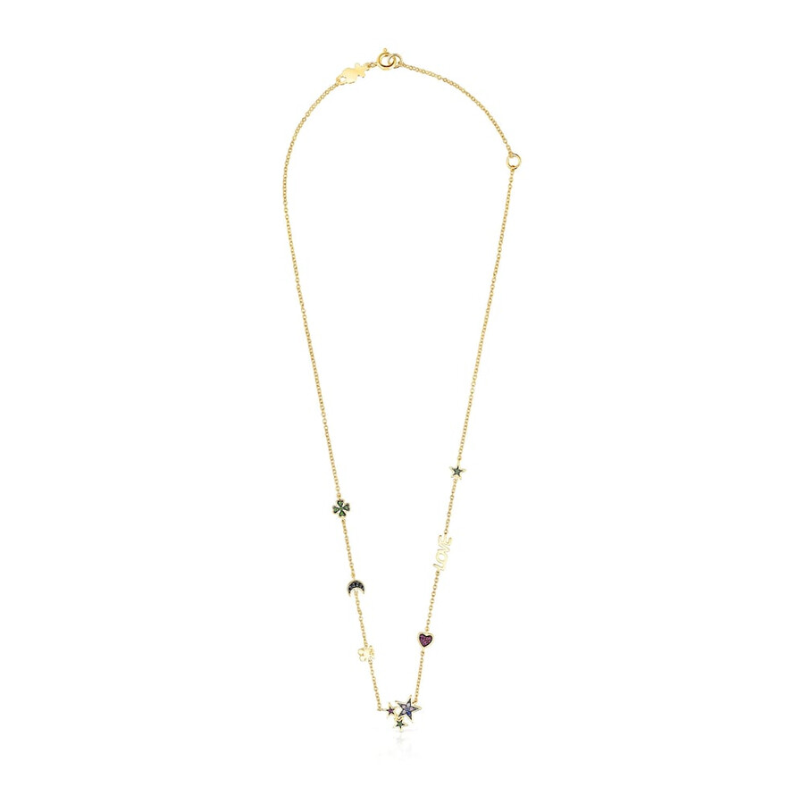 collana con orsetto in argento vermeil e pietre preziose