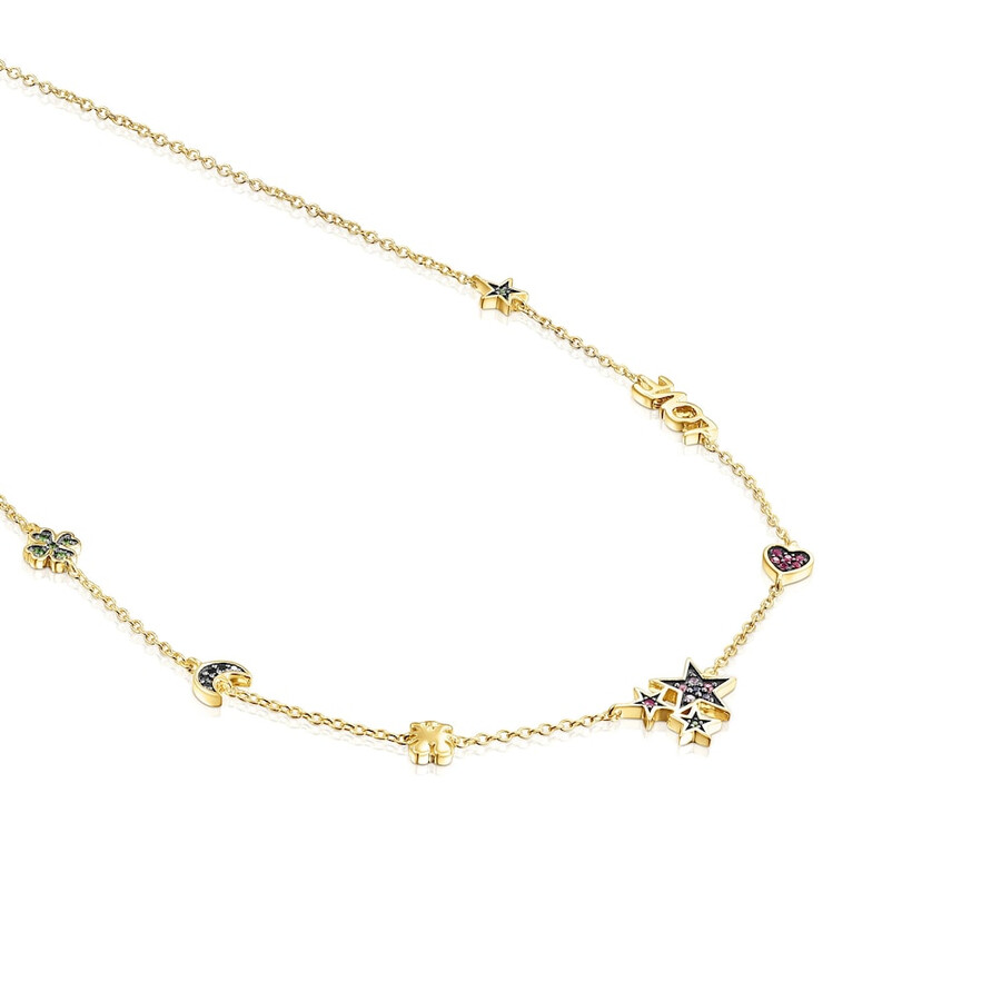 collana con orsetto in argento vermeil e pietre preziose