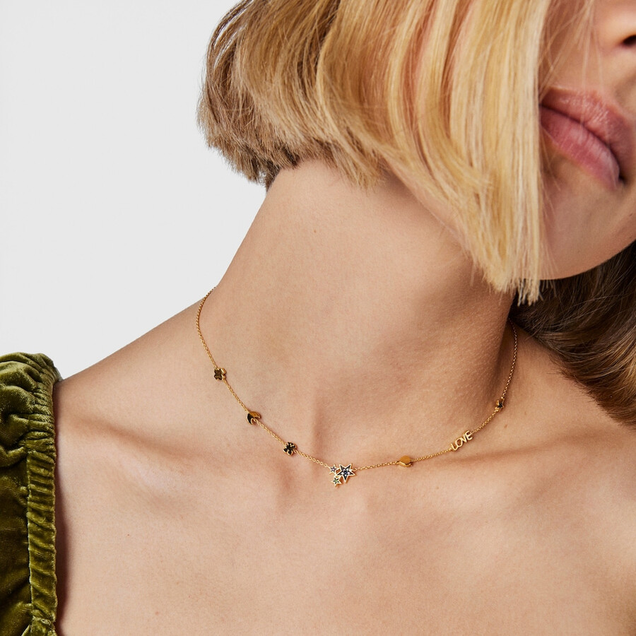 collana con orsetto in argento vermeil e pietre preziose