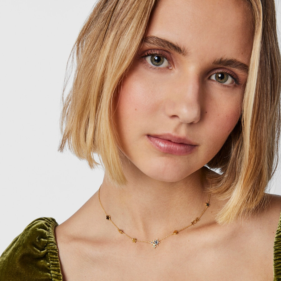 collana con orsetto in argento vermeil e pietre preziose
