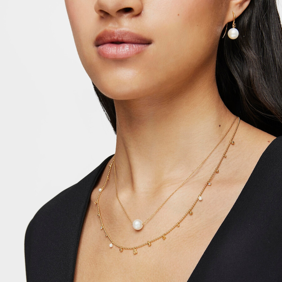 collana in argento vermeil lucido con perla