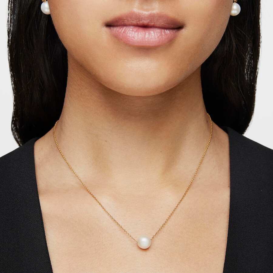 collana in argento vermeil lucido con perla