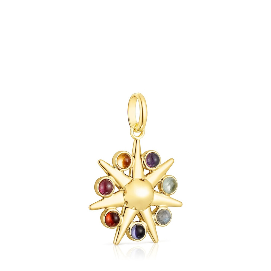 ciondolo sole magic nature in argento vermeil con pietre preziose