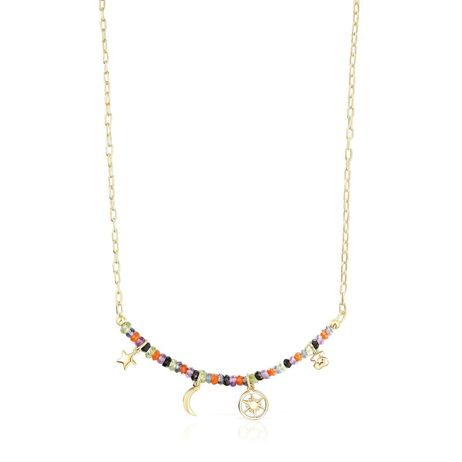 collana magic nature in argento vermeil con quattro ciondoli e pietre preziose
