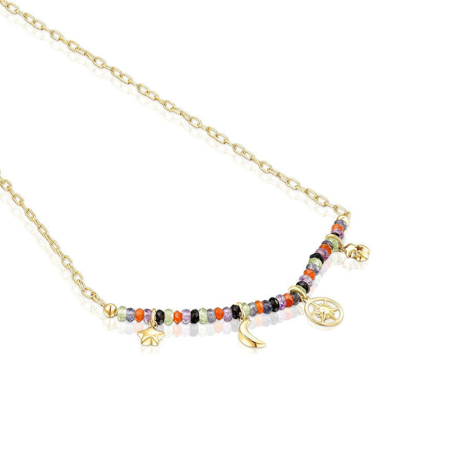 collana magic nature in argento vermeil con quattro ciondoli e pietre preziose