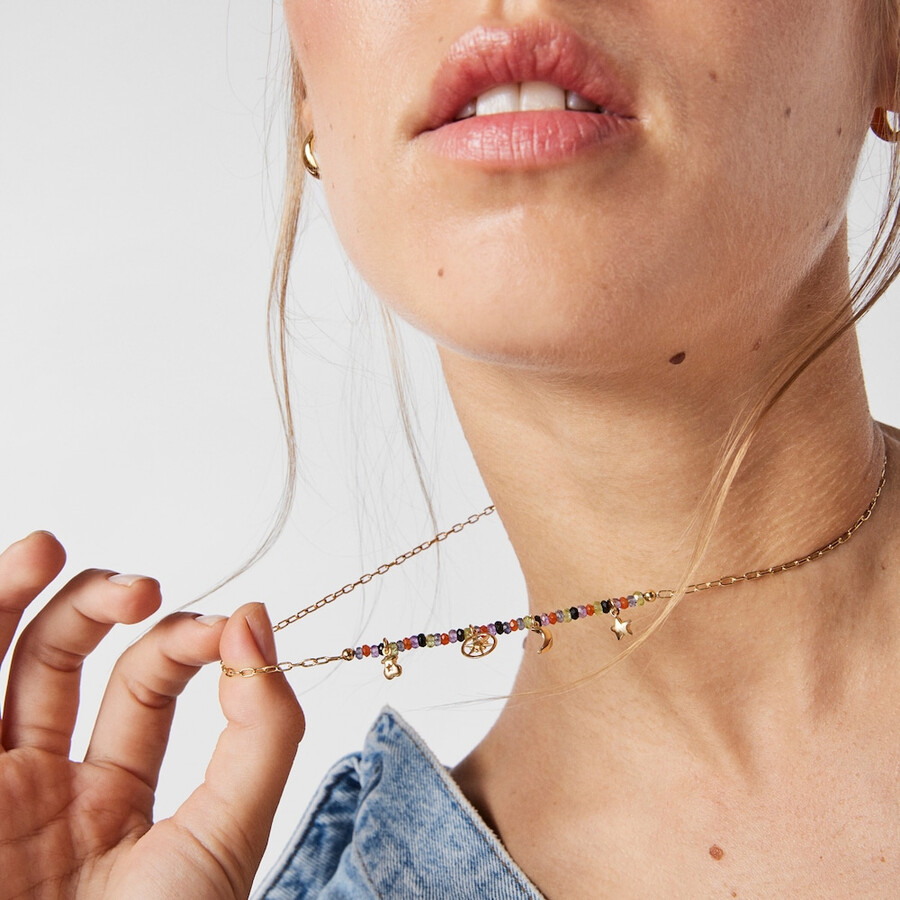 collana magic nature in argento vermeil con quattro ciondoli e pietre preziose