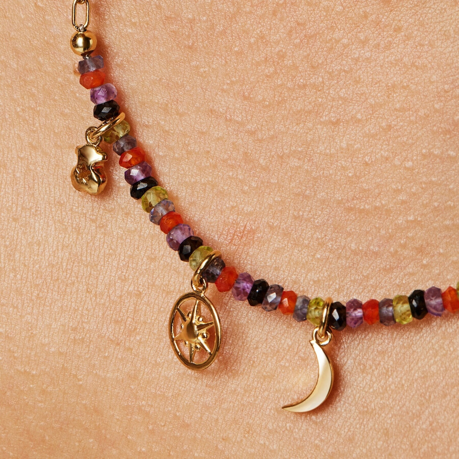 collana magic nature in argento vermeil con quattro ciondoli e pietre preziose