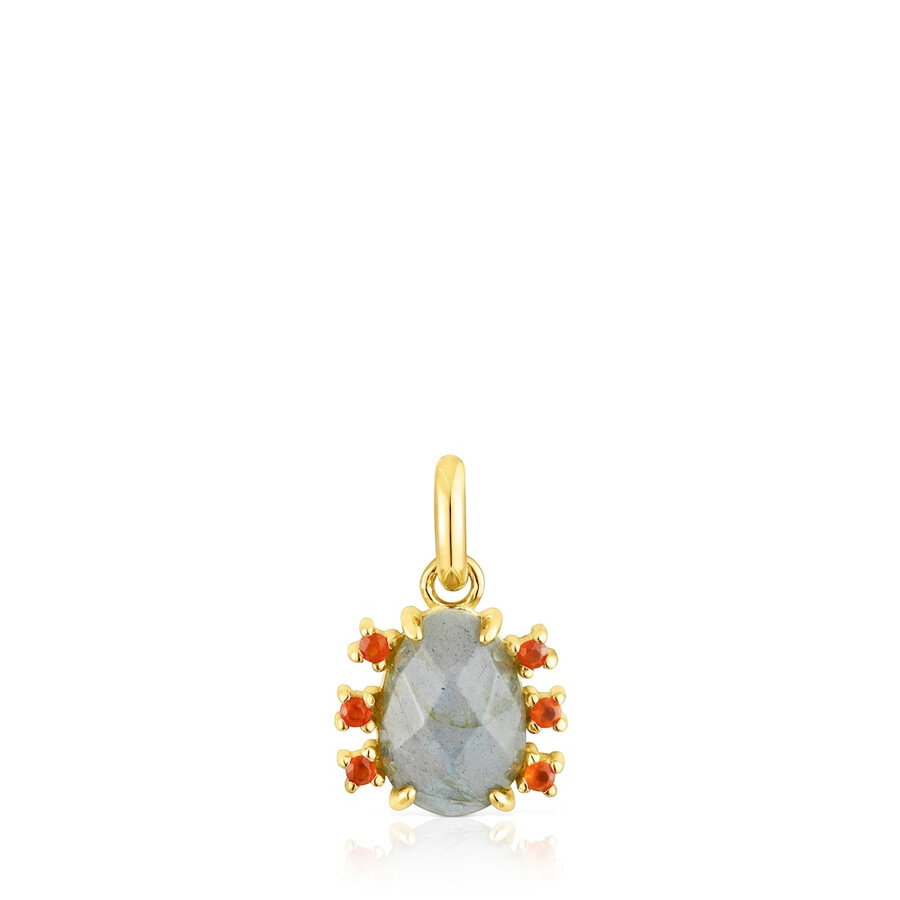ciondolo in argento vermeil con giardino virtuale labradorite e corniola