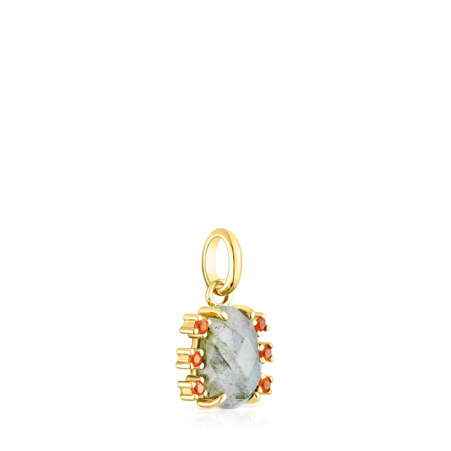 ciondolo in argento vermeil con giardino virtuale labradorite e corniola