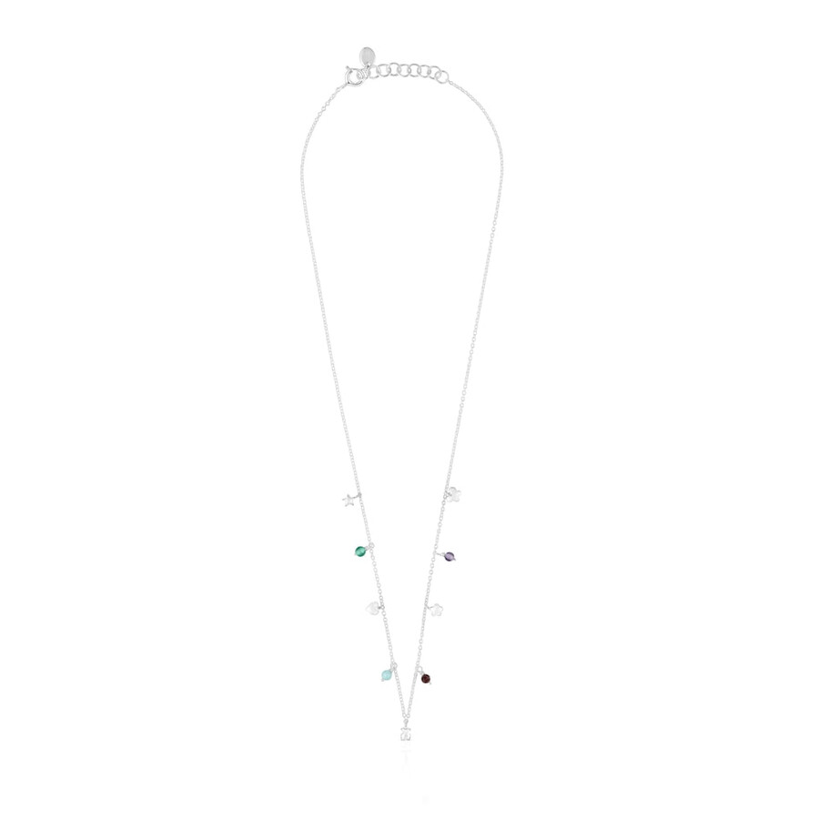 collana in argento con motivo audace pietre preziose e motivi