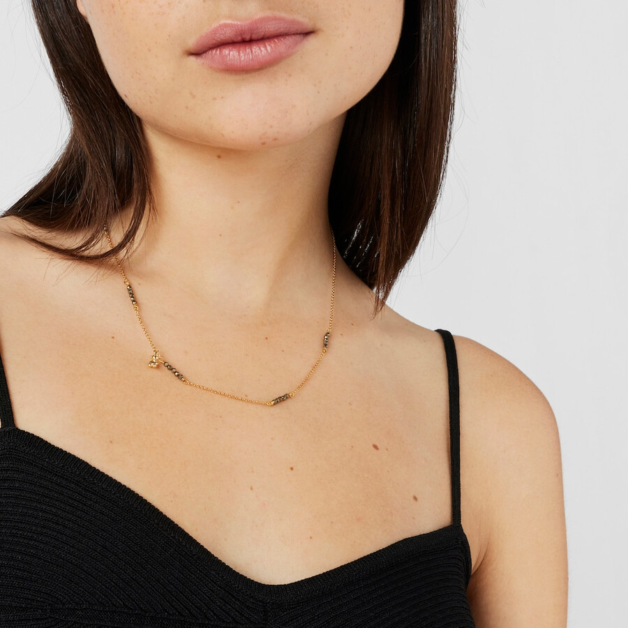 collana bold bear in argento vermeil con pirite