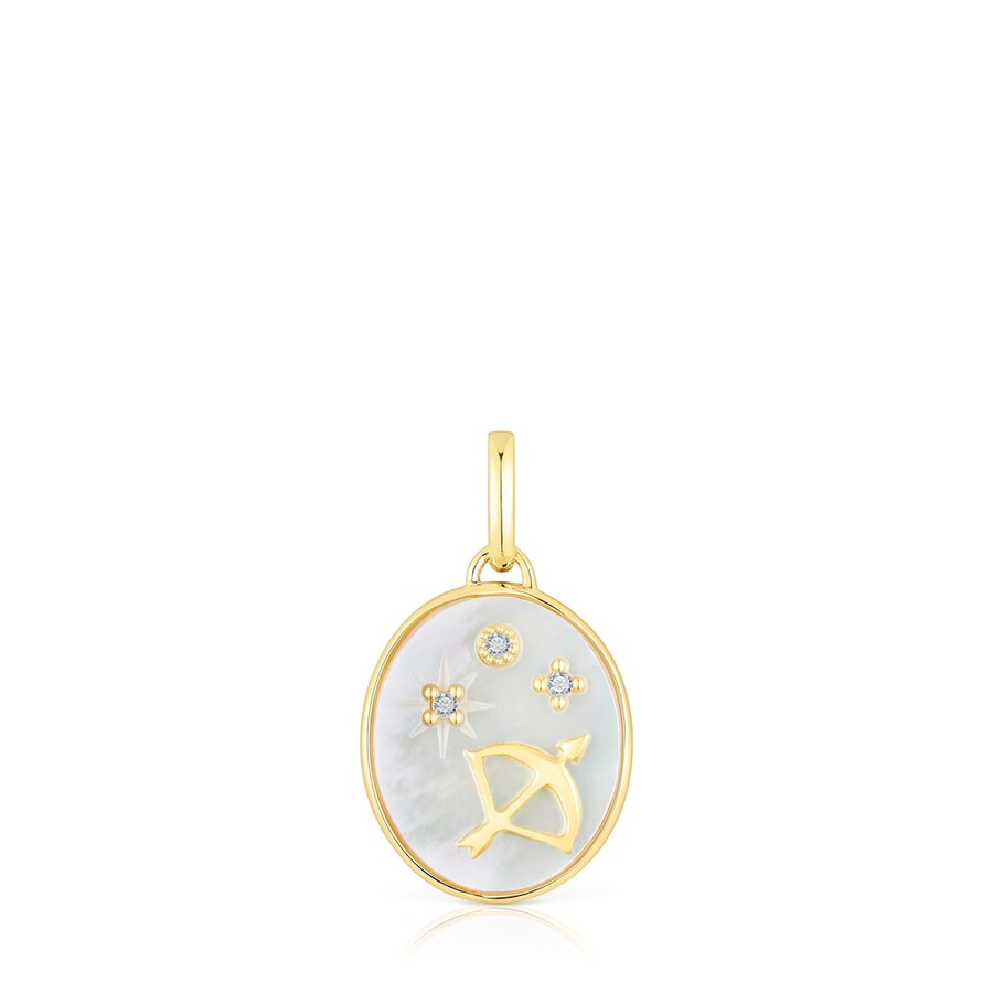 ciondolo sagittario in argento vermeil con madreperla e topazi oroscopo tous
